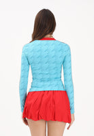 ADIDAS ORIGINALS T-shirt a manica lunga Graphic Football AOP Bodycon azzurra e rossa da donna JW0271 . ADIDAS ORIGINALS 