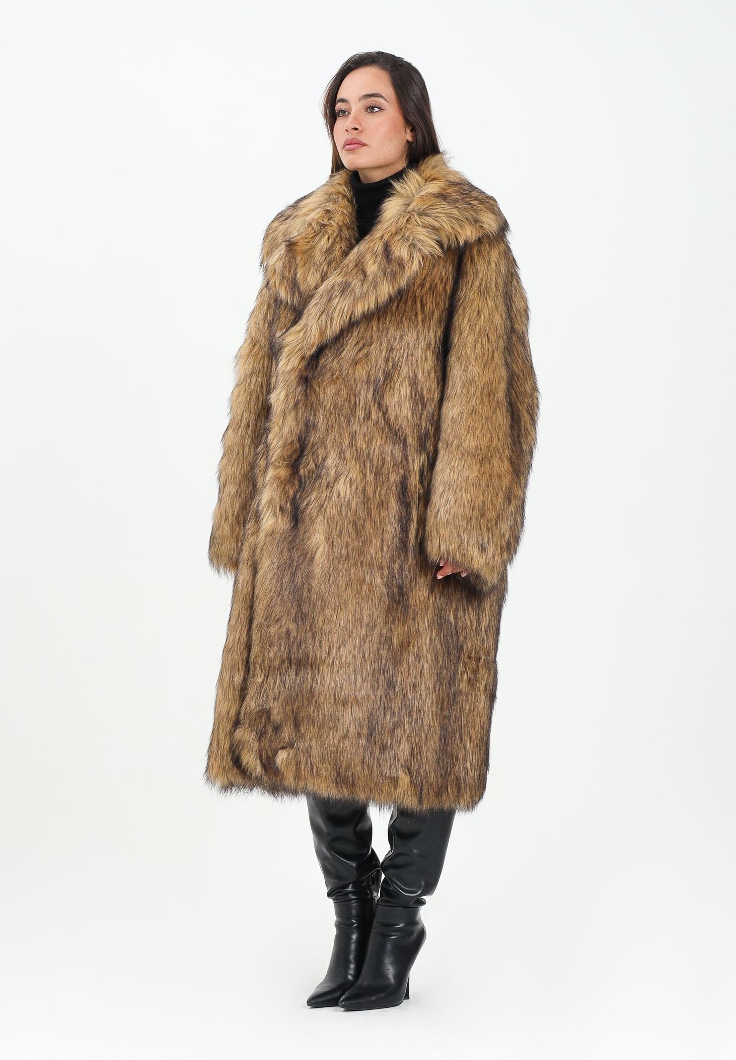 DSQUARED2 Pelliccia lunga in eco-pelliccia beige per donna e ragazze DQ3057D0AEB DQ716 DSQUARED2 