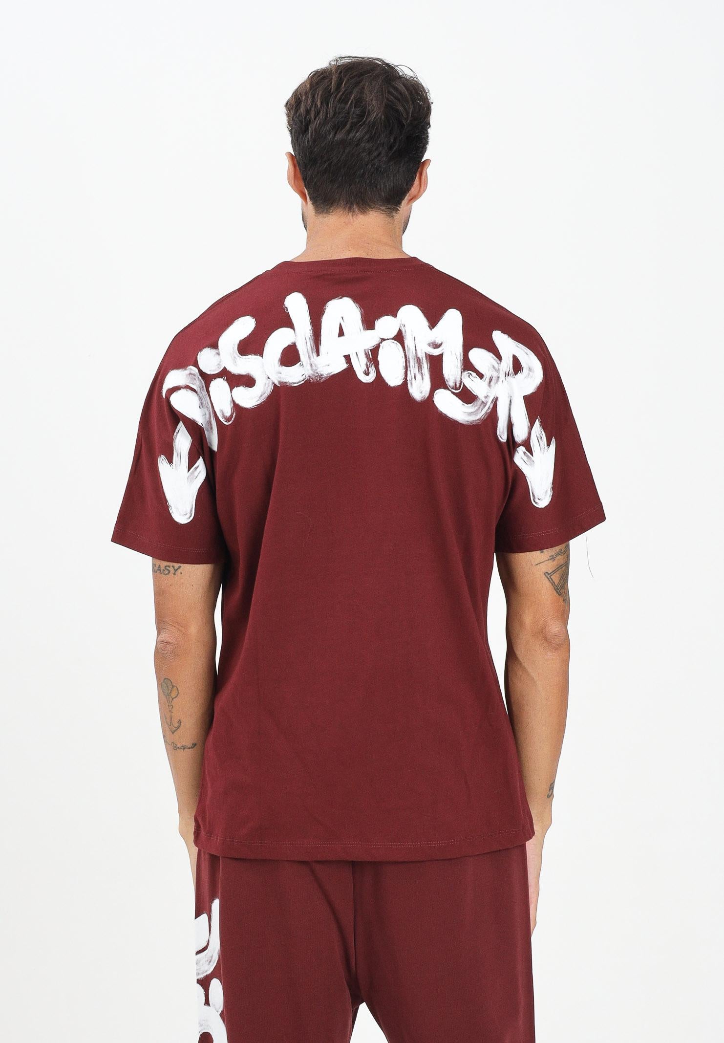 DISCLAIMER T-shirt a manica corta bordeaux da uomo con stampa logo 25IDS55117 BO DISCLAIMER 