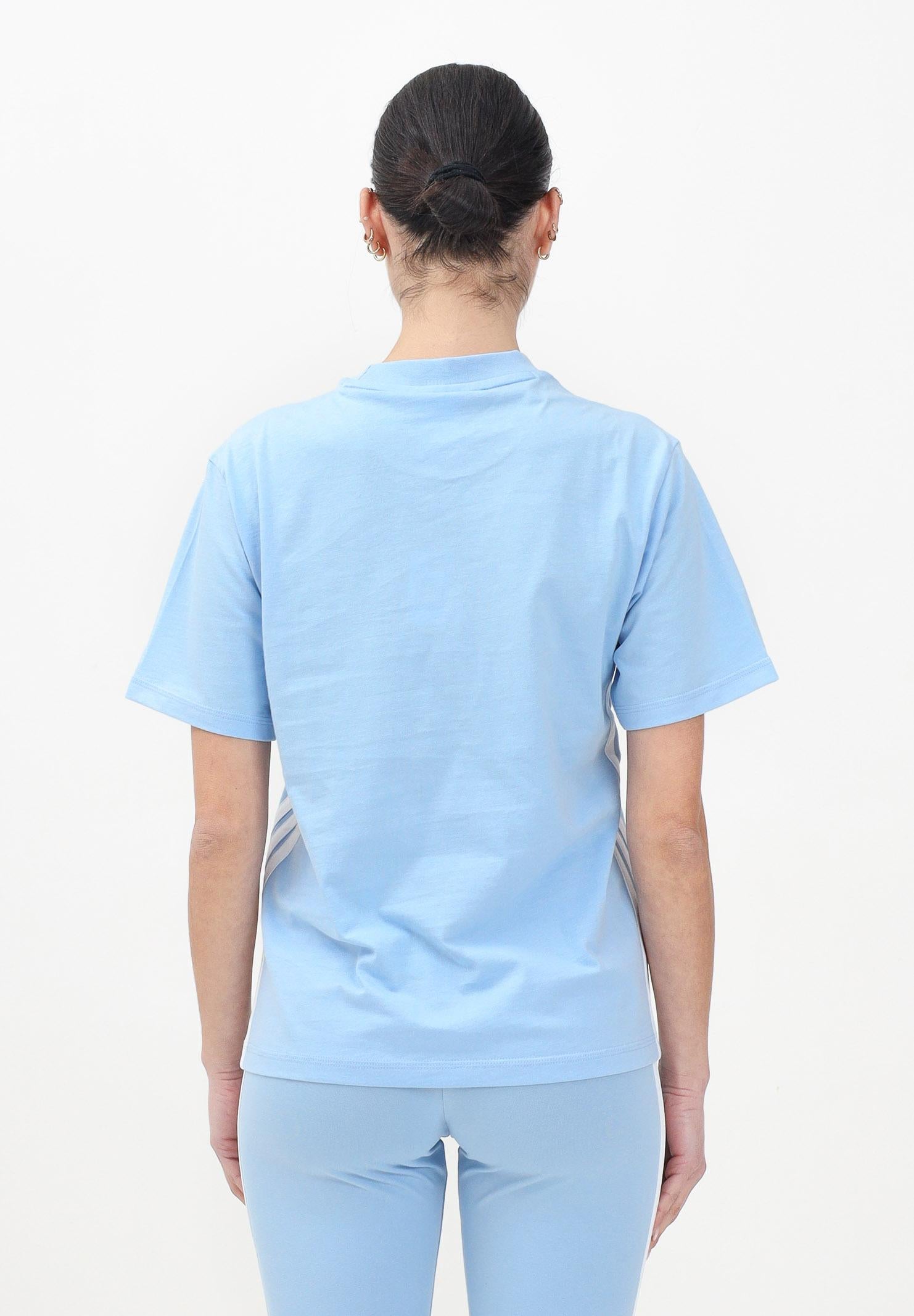 ADIDAS PERFORMANCE T-shirt a manica corta Essentials 3-Stripes Slim azzurra da donna JE1227 . ADIDAS PERFORMANCE 