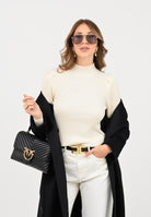 ONLY Maglioncino a collo alto panna da donna realizzato in morbida maglia a costine 15232494 WhitecapGray ONLY 