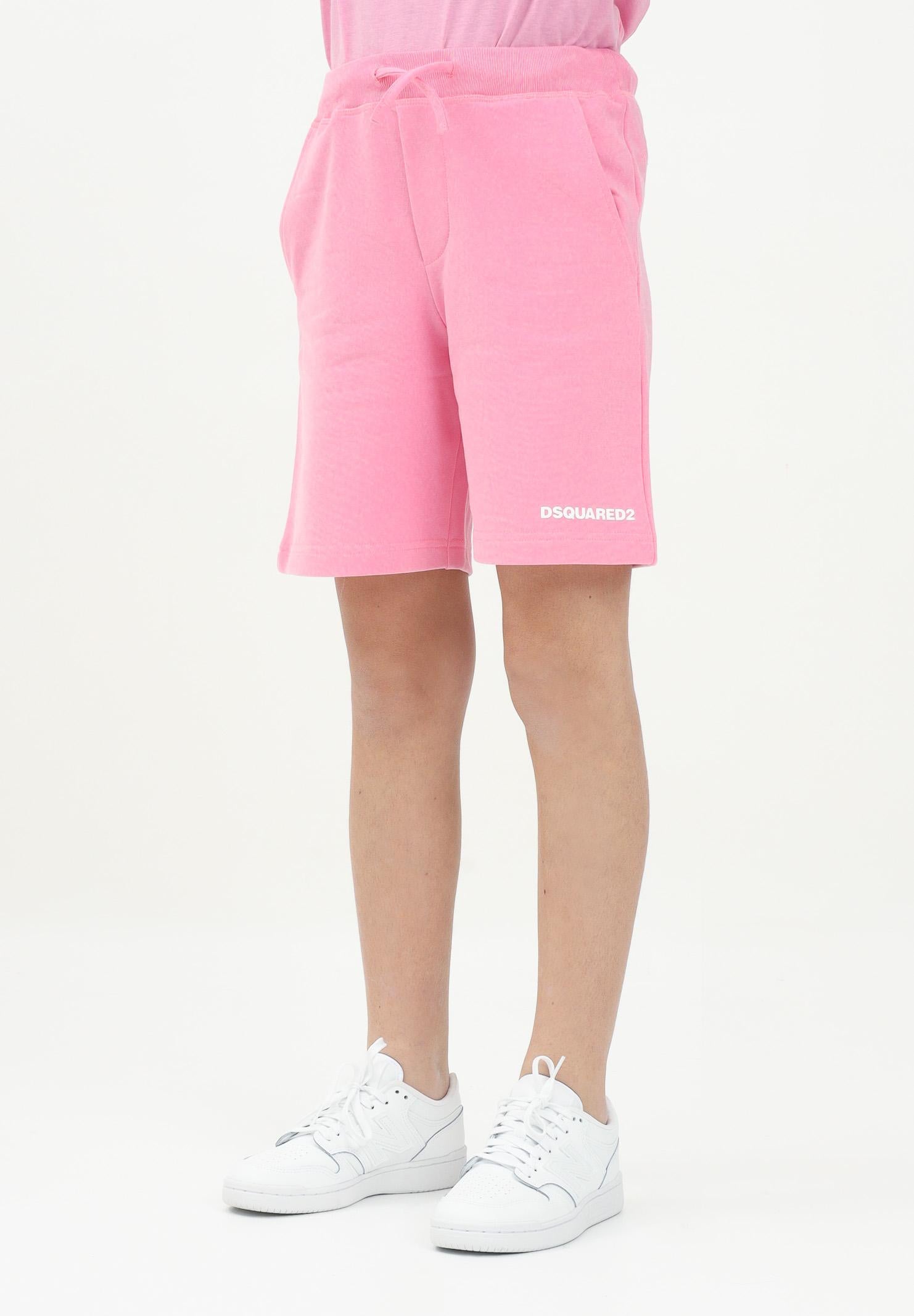 DSQUARED2 Shorts sportivo rosa per donna, ragazze e bambine con stampa logo DQ2738D0094 DQ321 DSQUARED2 