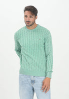 TOMMY HILFIGER Maglioncino girocollo verde da uomo in maglia intrecciata MW0MW39524L3J  TOMMY HILFIGER 
