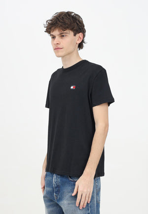 TOMMY JEANS T-shirt a manica corta nera da uomo con ricamo logo DM0DM20322 BDS TOMMY JEANS 