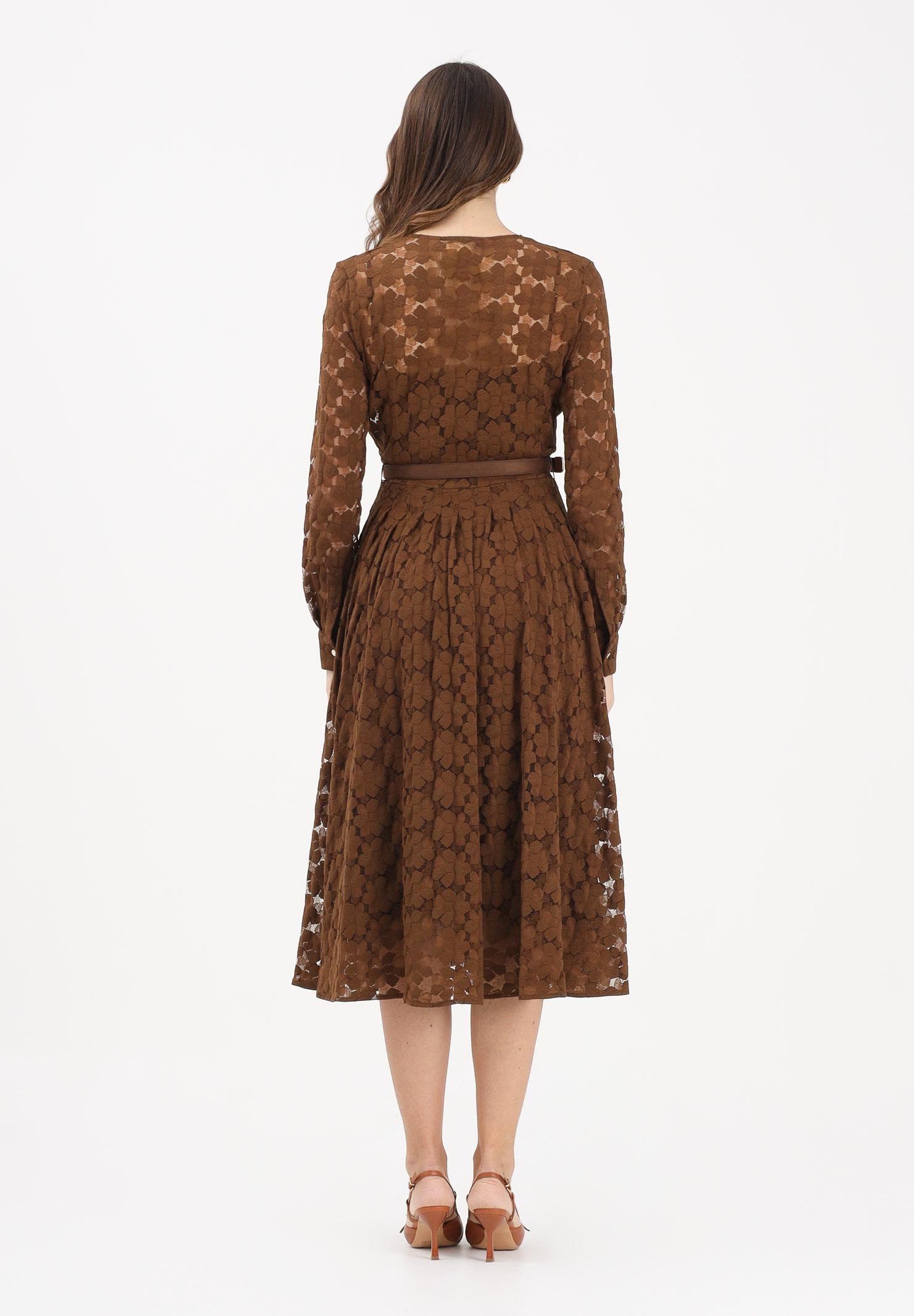 MAX MARA Women's brown MSTAGRUME midi dress made of worked lace – Pavidas