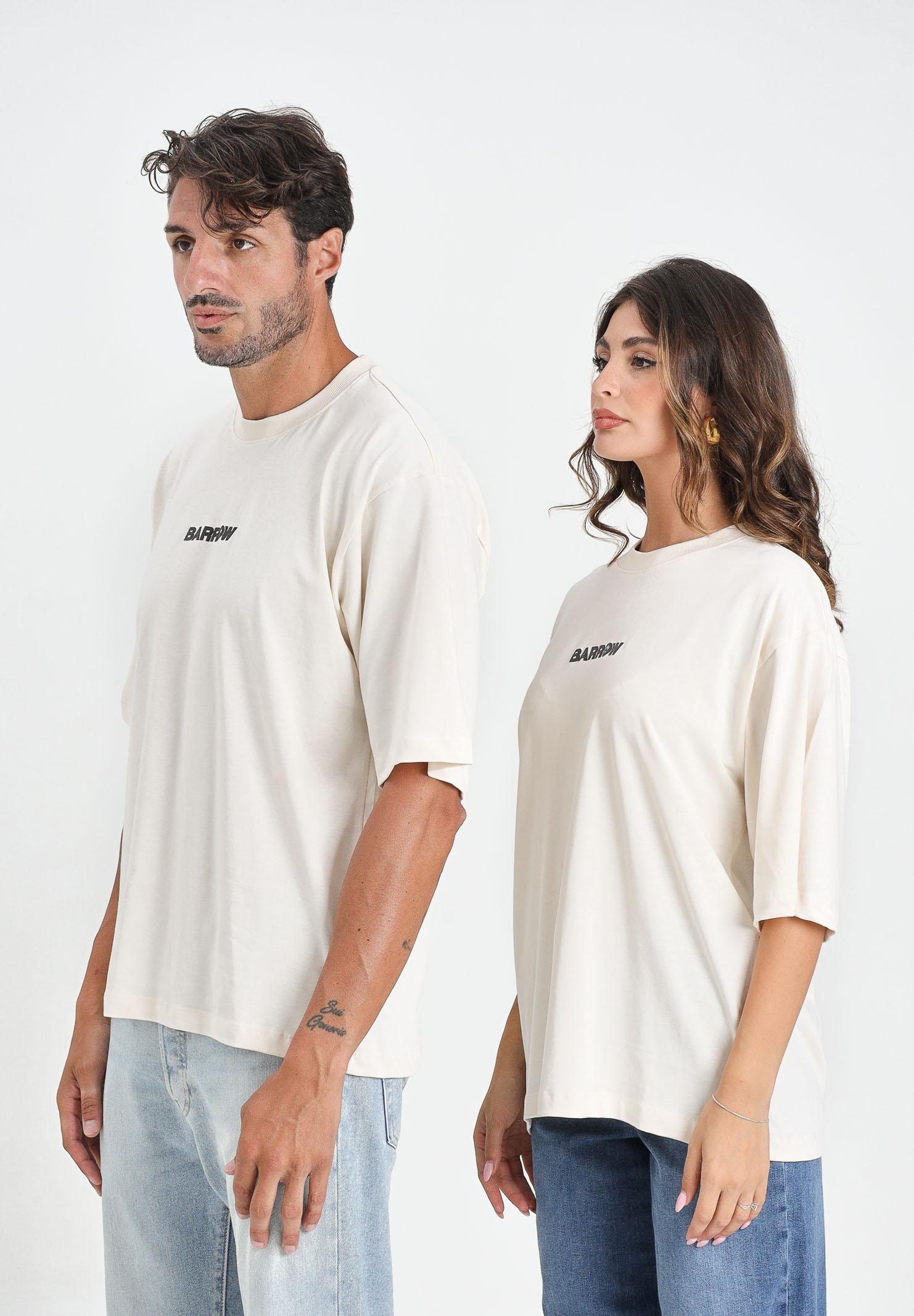 BARROW T-shirt a manica corta color crema per uomo e donna con maxi stampa sul retro F5BWUATH049 013 BARROW 