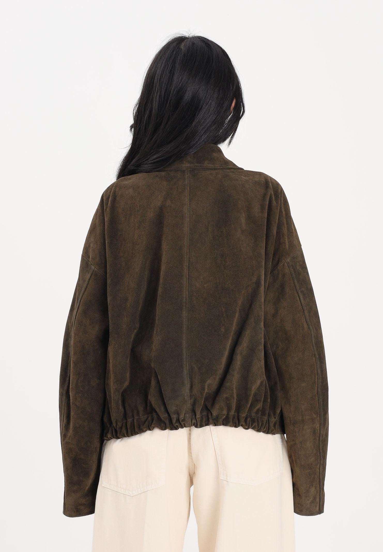 VICOLO Giubbotto in pelle scamosciata verde militare da donna TAB0171 ABU19 VICOLO 