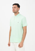 TOMMY HILFIGER Polo a manica corta verde menta da uomo con logo MW0MW17770 LXY TOMMY HILFIGER 