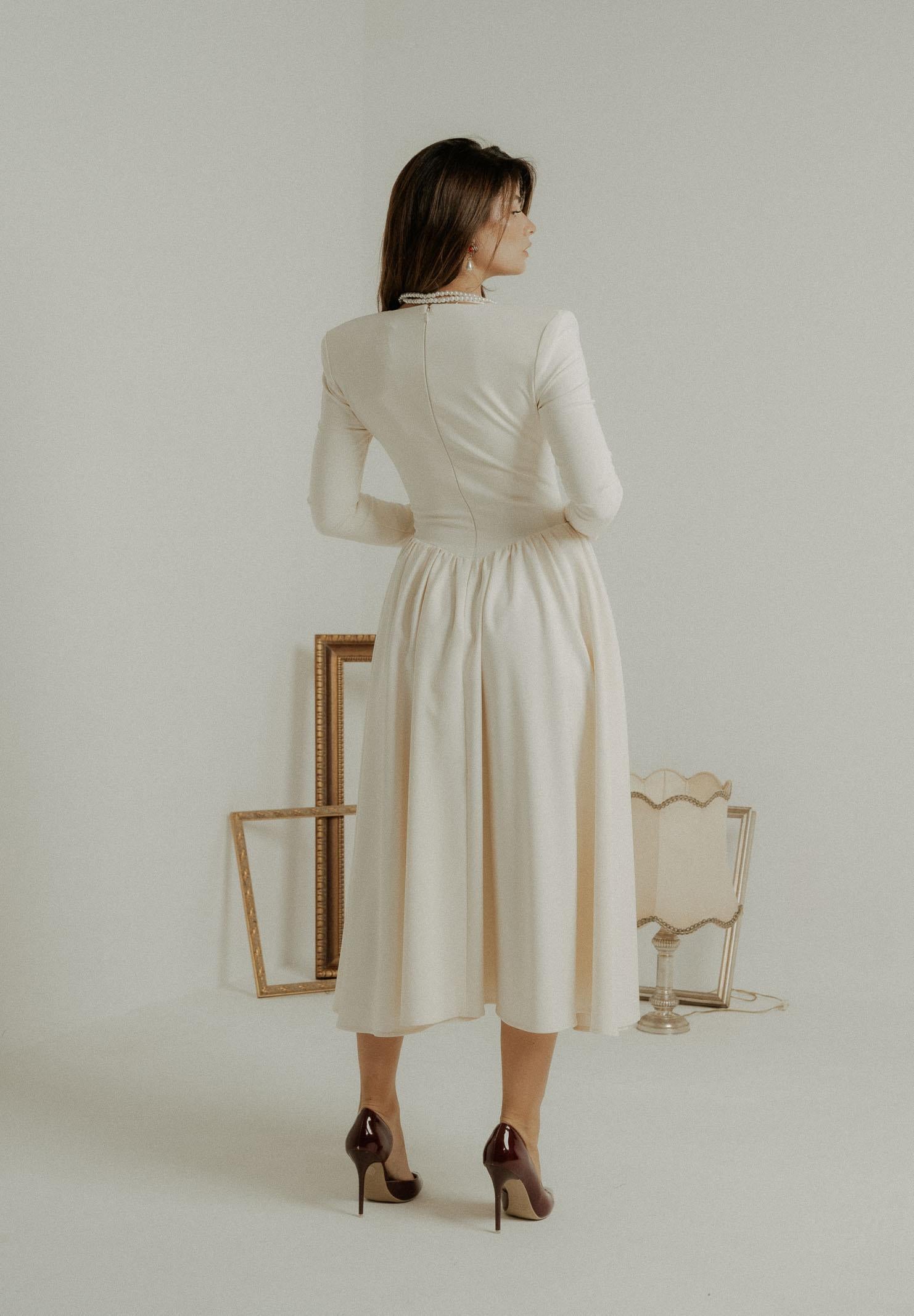 SANTAS Abito midi DOUCEUR avorio da donna PV2603 PA SANTAS 