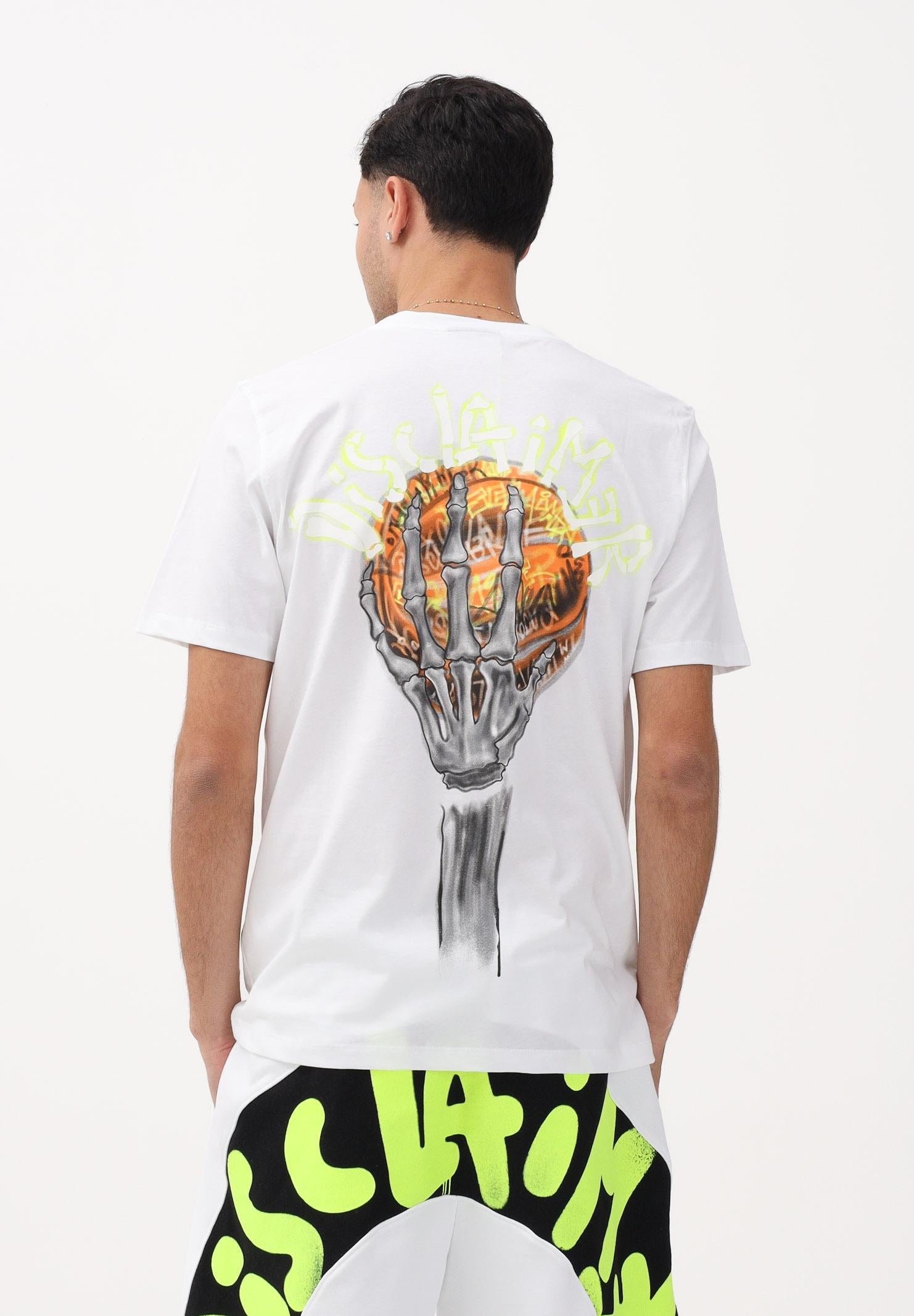 DISCLAIMER T-shirt a manica corta bianca da uomo con grafica sul retro 26EDS55460 BI DISCLAIMER 