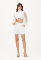 ELISABETTA FRANCHI Shorts avorio da donna con logo gioiello SH00561E2 360 ELISABETTA FRANCHI 