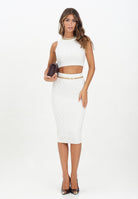 ELISABETTA FRANCHI Gonna midi in maglia avorio da donna GK20B56E2 360 ELISABETTA FRANCHI 