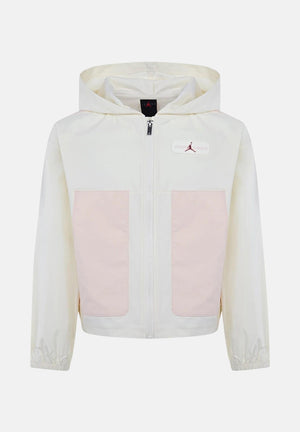 JORDAN Felpa con zip in tessuto utility bianca da bambina con logo 45D693 W3Z JORDAN 