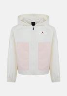 JORDAN Felpa con zip in tessuto utility bianca da bambina con logo 45D693 W3Z JORDAN 