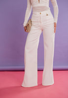 ELISABETTA FRANCHI Jeans a palazzo avorio da donna PJ23N61E2 360 ELISABETTA FRANCHI 