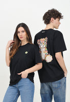 BARROW T-shirt a manica corta nera per uomo e donna con stampa orso S5BWUATH152 110 BARROW 