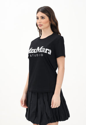 MAX MARA T-shirt a manica corta nera da donna con ricamo logo 2516941012600 008 MAX MARA 