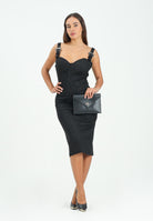 VERSACE JEANS COUTURE Abito midi nero da donna con fibbie Baroque 79HAO954J0240 899 VERSACE JEANS COUTURE 
