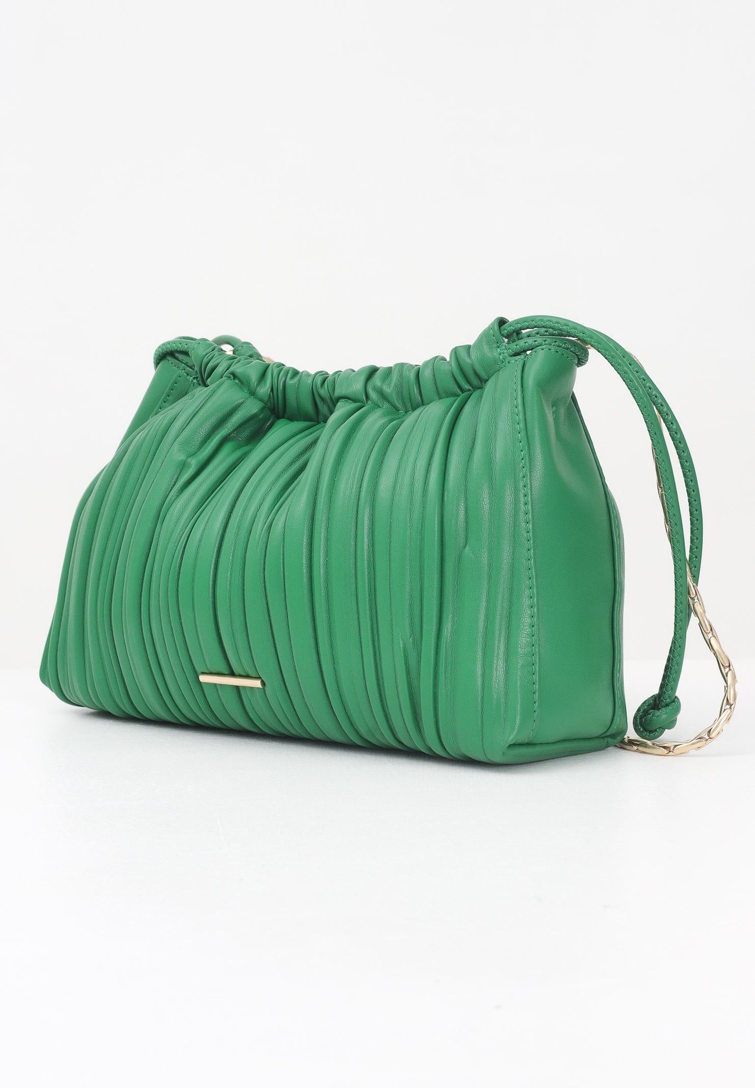 CALVIN KLEIN Borsa a spalla verde in ecopelle plissettata
