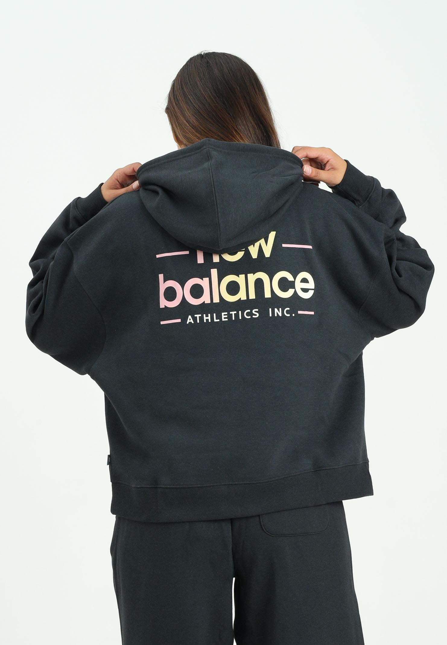 NEW BALANCE Felpa con zip Reimagined Fleece Oversized nera da donna WT53515BK  NEW BALANCE 