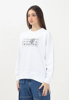 MAISON MARGIELA Felpa girocollo bianca per donna, ragazzi e bambini con logo numerico Pixe M60796MM02X M6100 MAISON MARGIELA 