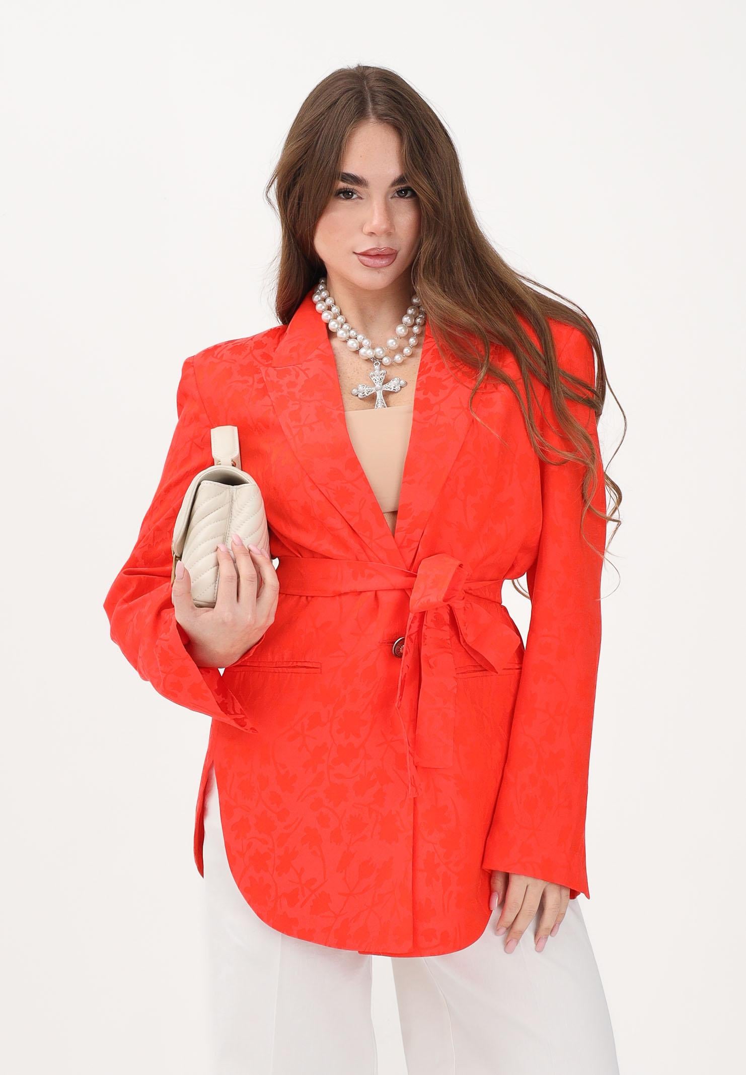 PINKO Giacca in stile kimono arancione da donna con motivo floreale 106800A3AN A99 PINKO 