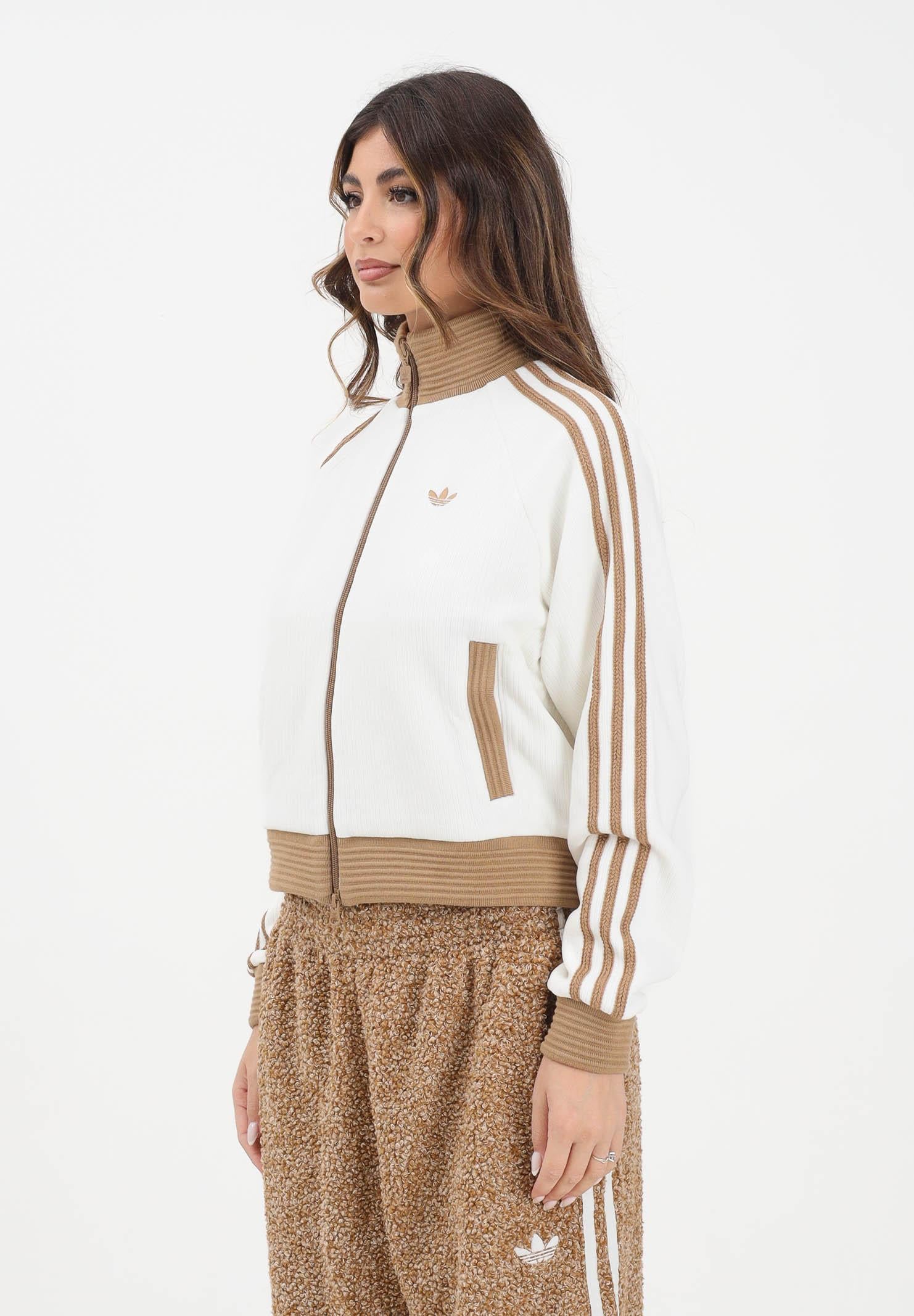 ADIDAS ORIGINALS Felpa con zip ADIDAS ORIGINALS VELOUR bianca e beige da donna KR0062  ADIDAS ORIGINALS 