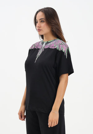 MARCELO BURLON COUNTY OF MILAN T-shirt a manica corta nera da donna con stampa ali 25ICM30001 NEPI MARCELO BURLON COUNTY OF MILAN 