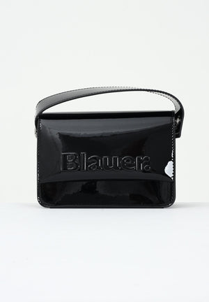 BLAUER Borsa a mano in vernice lucida nera da donna con logo F5MIN01LUXMIG BLK BLAUER 