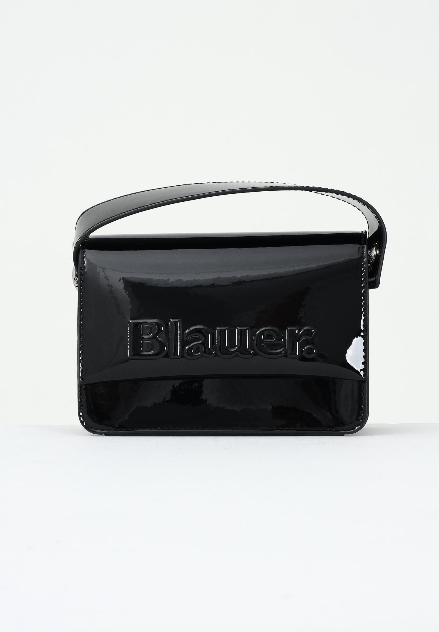 BLAUER Borsa a mano in vernice lucida nera da donna con logo F5MIN01LUXMIG BLK BLAUER 