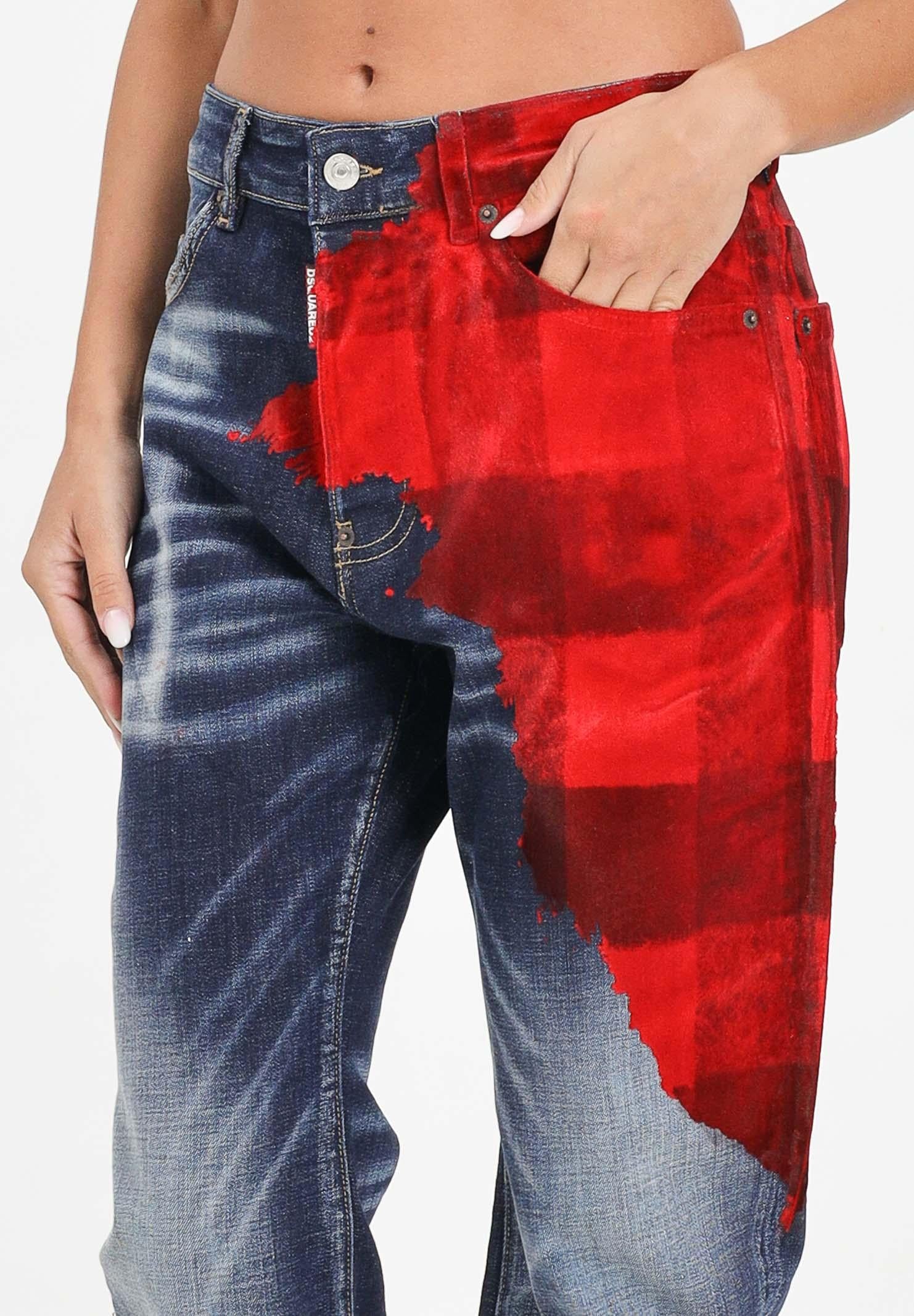 DSQUARED2 Jeans per donna, ragazzi e bambini in denim blu sfumato con stampa digitale DQ3101D0AEK DQ01 DSQUARED2 