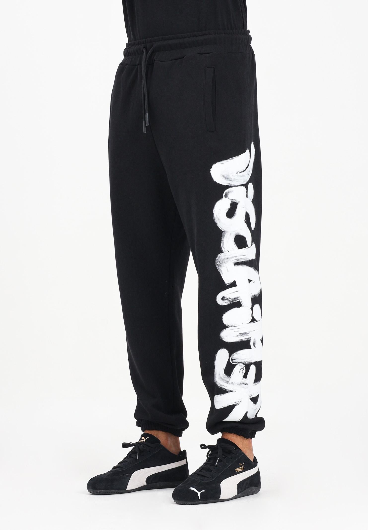 DISCLAIMER Pantalone sportivo nero da uomo con maxi stampa logo 25IDS55101 NEBI DISCLAIMER 