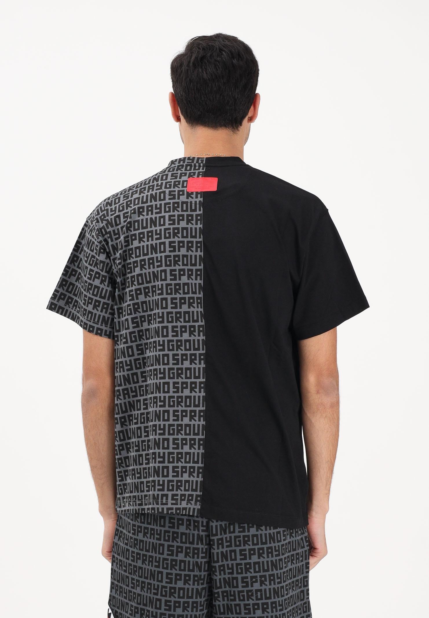 SPRAYGROUND T-shirt a manica corta grigia e nera da uomo SP851 . SPRAYGROUND 