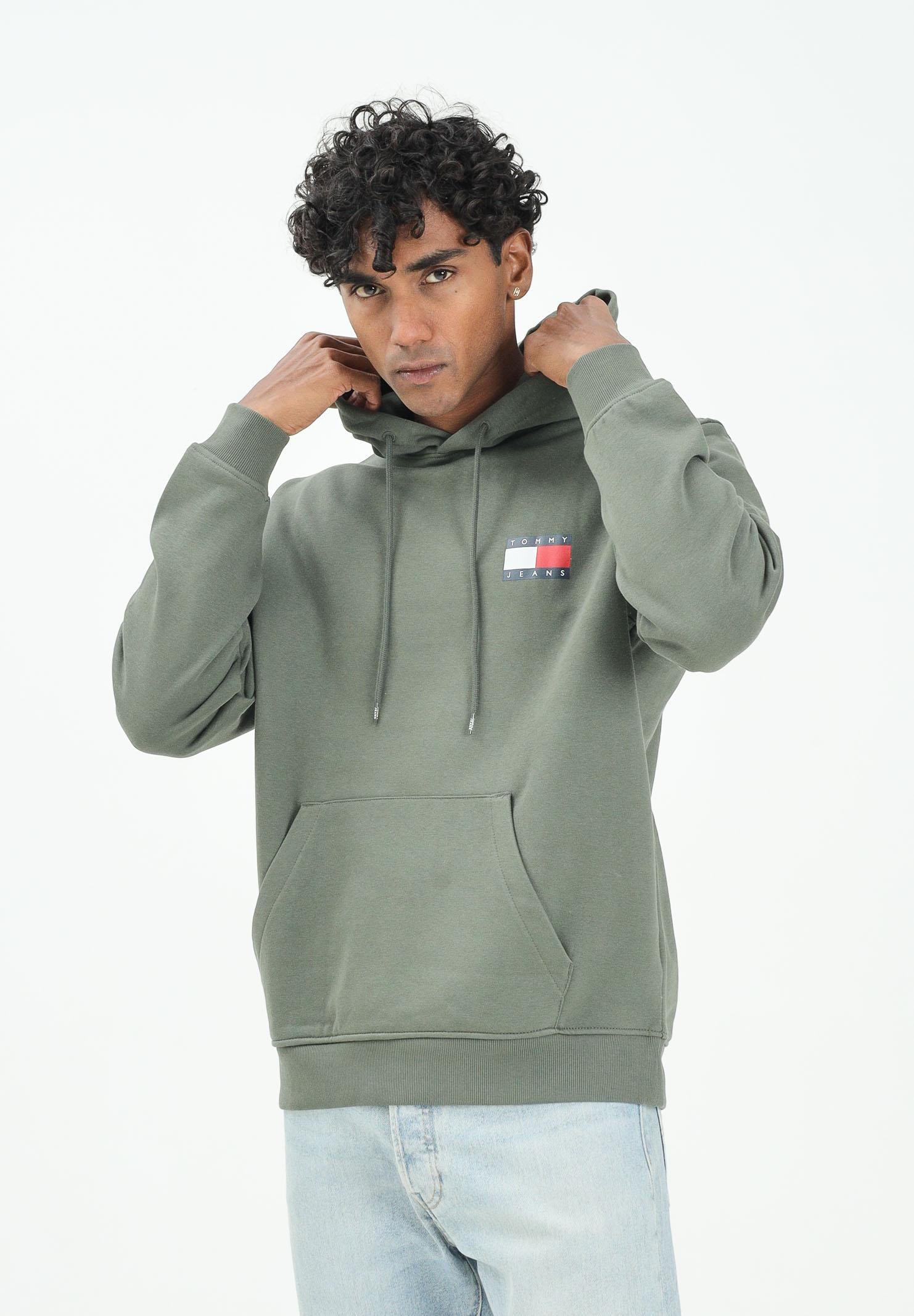 TOMMY JEANS Felpa con cappuccio verde da uomo DM0DM20738MRH  TOMMY JEANS 
