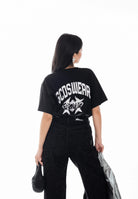 GCDS T-shirt a manica corta nera per uomo e donna con stampa C1MWQC070J079 999A GCDS 