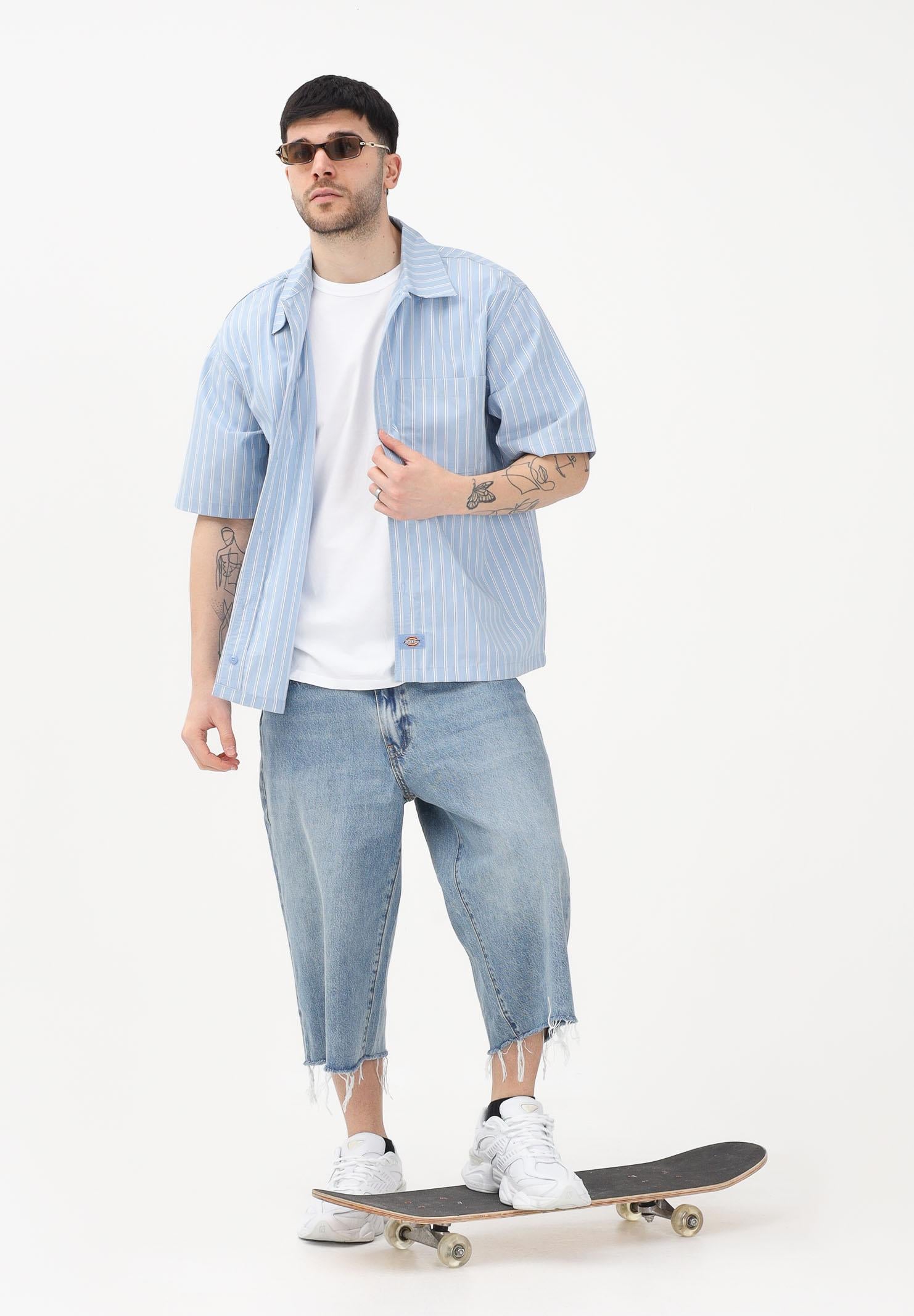 DICKIES Camicia a manica corta Venedocia azzurra da uomo con motivo a righe DK0A88GUL391 . DIckies 