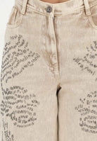 PATRIZIA PEPE Bermuda in denim beige da donna con strass 2P1771D154 B895 PATRIZIA PEPE 