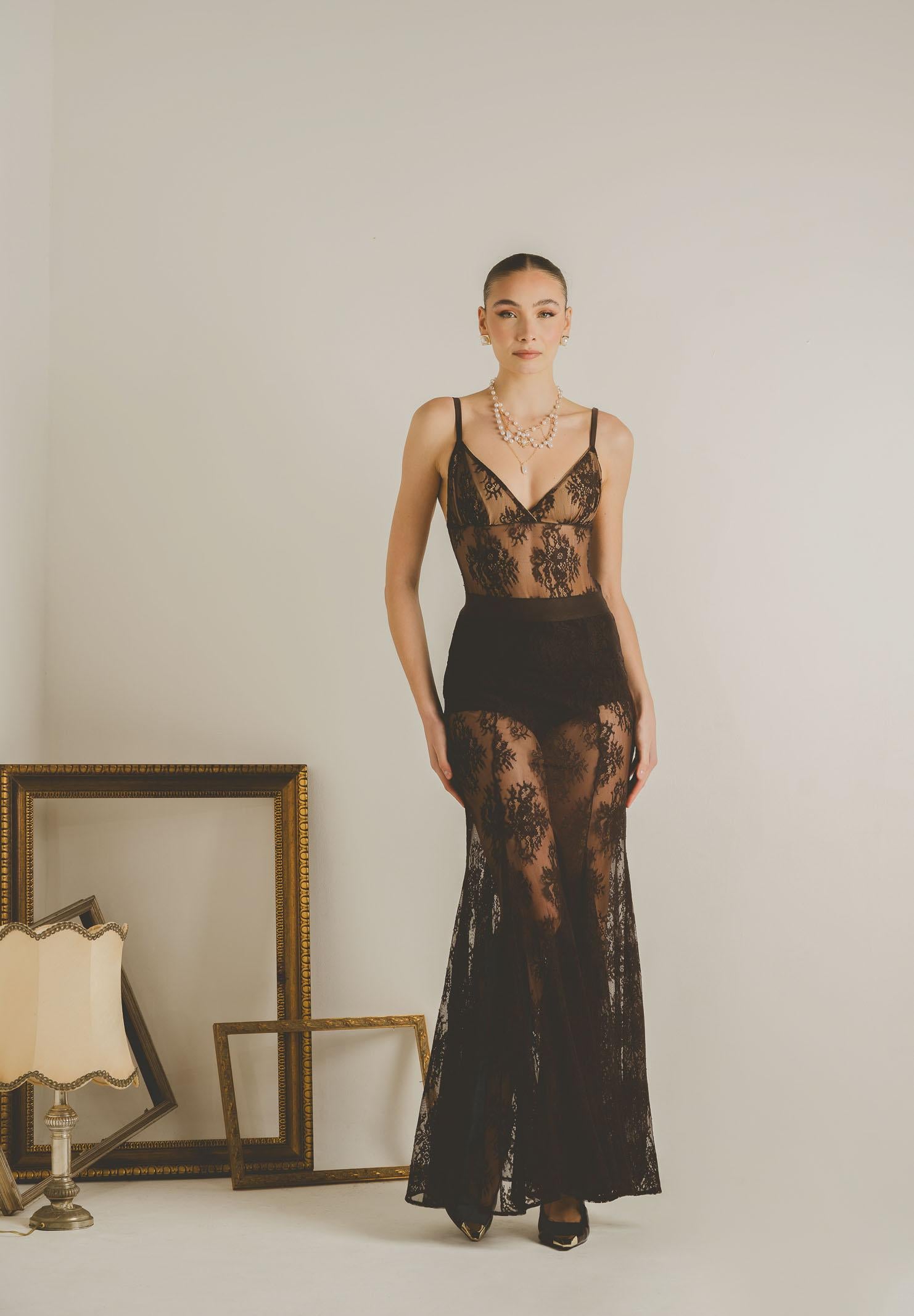 SANTAS Body RADIANCE marrone da donna con ricamo in pizzo floreale PV2615 MA SANTAS 