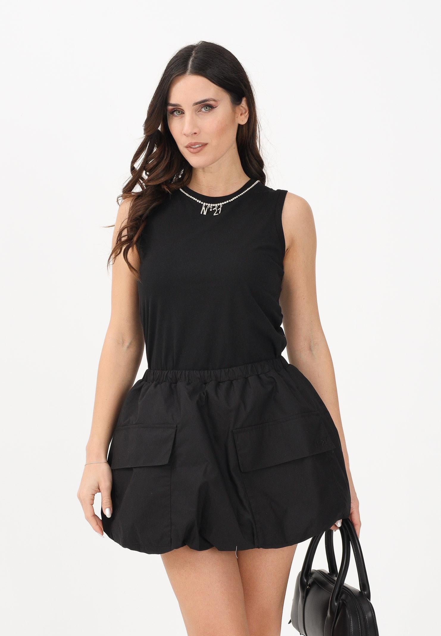 N21 Canotta nera per donna, ragazze e bambine con dettagli gioiello N210A5N0479 0N900 N21 