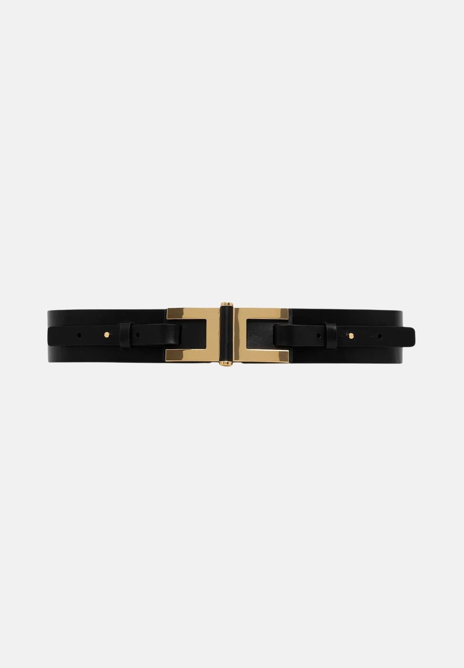 ELISABETTA FRANCHI Cintura nera da donna con dettaglio logo CT50S61E2 110 ELISABETTA FRANCHI 