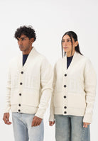 GCDS Cardigan panna per uomo e donna con logo B2CM1804KI8 15 GCDS 