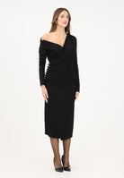 ELISABETTA FRANCHI Abito midi nero da donna con bottoni gioiello<BR/> AB82257E2 110 ELISABETTA FRANCHI 