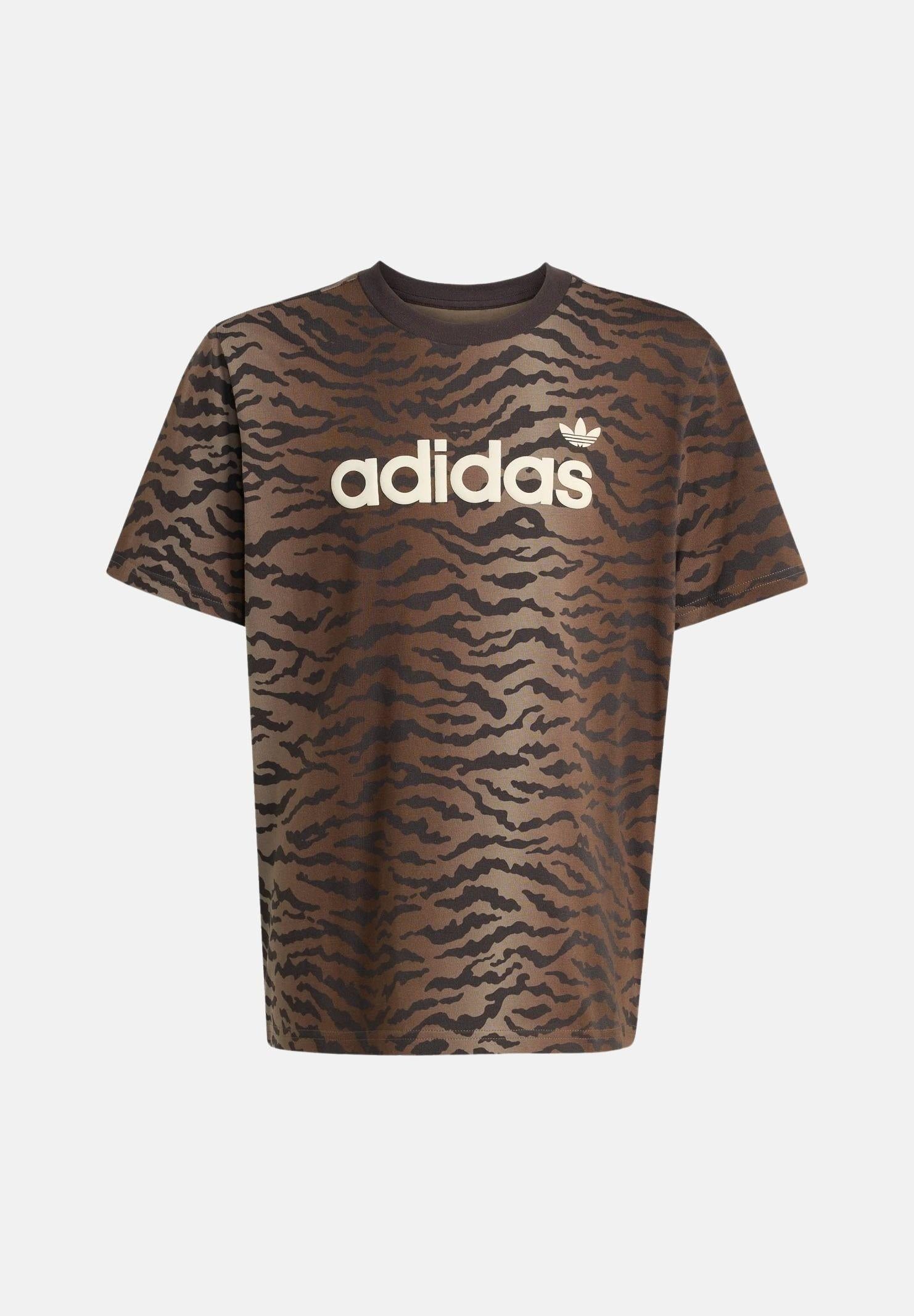 ADIDAS ORIGINALS T-shirt a manica corta Loose AOP marrone per bambino e bambina KD3212 . ADIDAS ORIGINALS 