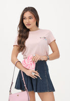VICOLO T-shirt a manica corta rosa da donna con ricamo RAB0609 30 VICOLO 