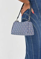 CALVIN KLEIN Borsa a spalla blu indaco da donna in tessuto jacquard con stampa monogram LV04K3142G ZYX CALVIN KLEIN 