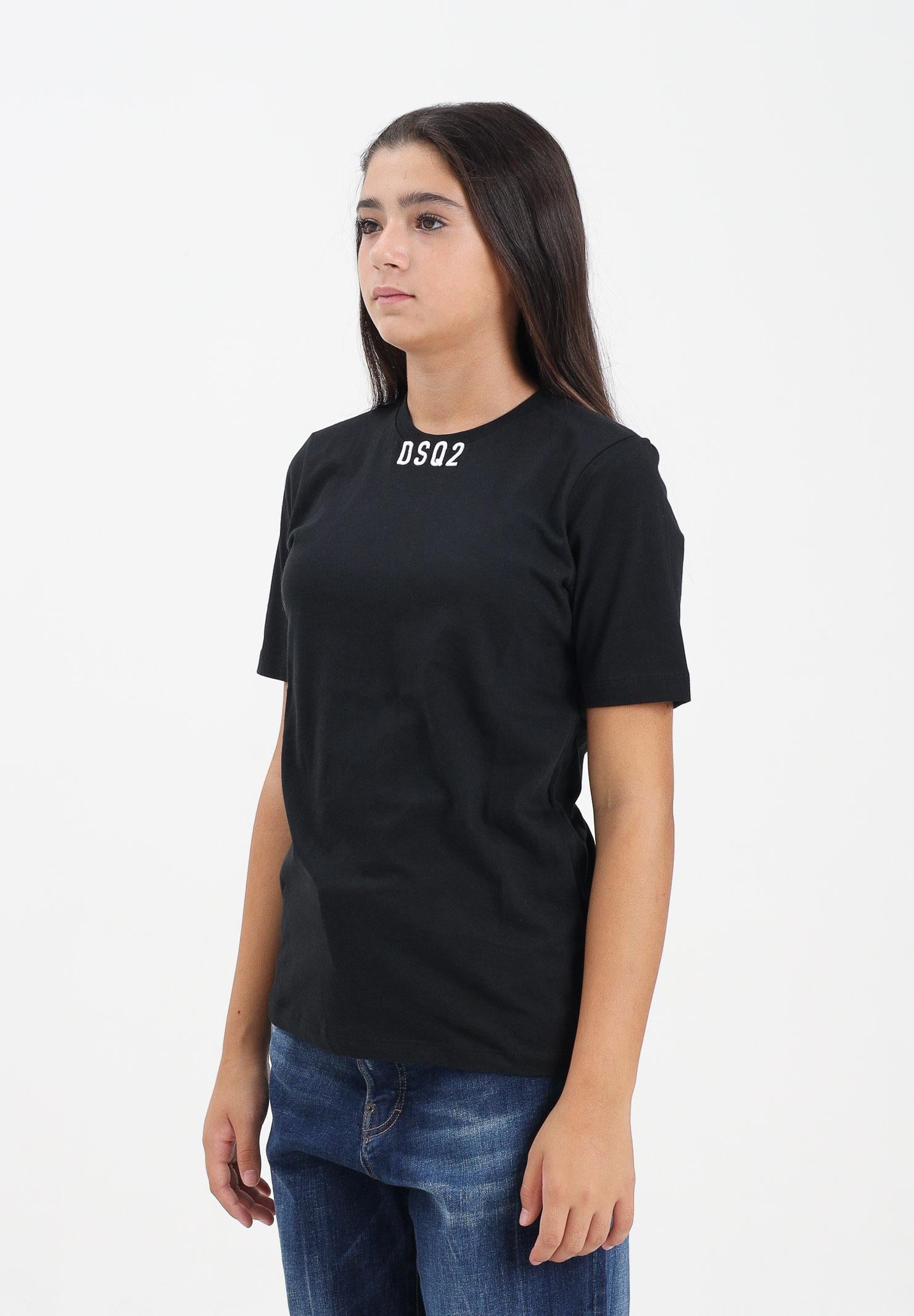 DSQUARED2 T-shirt a manica corta nera per donna, ragazzi e bambini con logo DSQ2 DQ2997D008N DQ900 DSQUARED2 