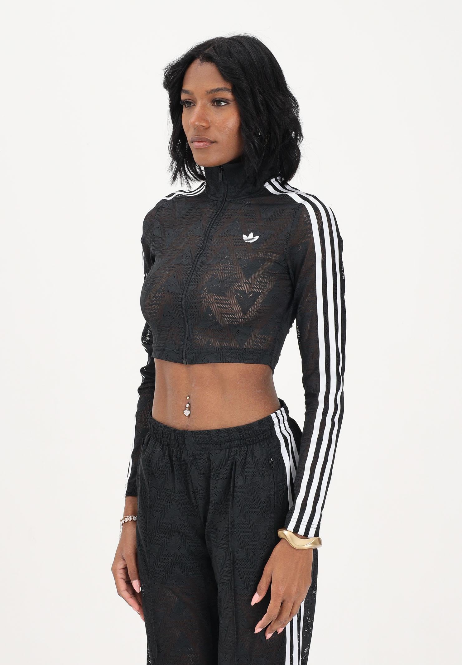 ADIDAS ORIGINALS Felpa con zip FIREBIRD CLASSIC LACE nera da donna KD0349 . ADIDAS ORIGINALS 