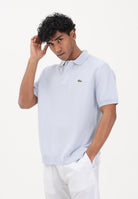LACOSTE Polo a manica corta celeste da uomo in maglia bouclé AH1043 J2G LACOSTE 