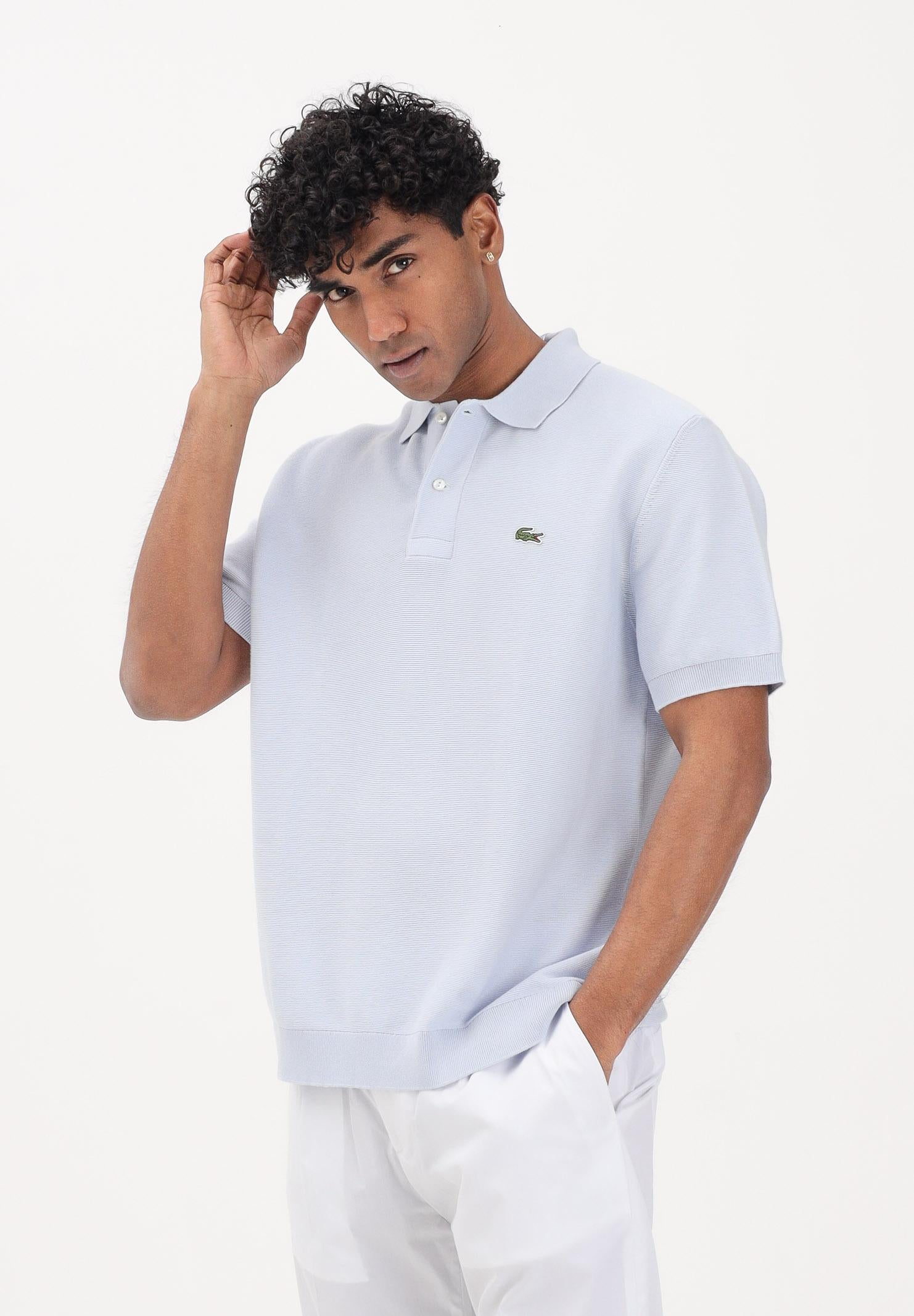 LACOSTE Polo a manica corta celeste da uomo in maglia bouclé AH1043 J2G LACOSTE 