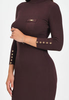 ELISABETTA FRANCHI Abito midi bordeaux da donna in maglia a costine con taschino AM23B56E2 EA4 ELISABETTA FRANCHI 